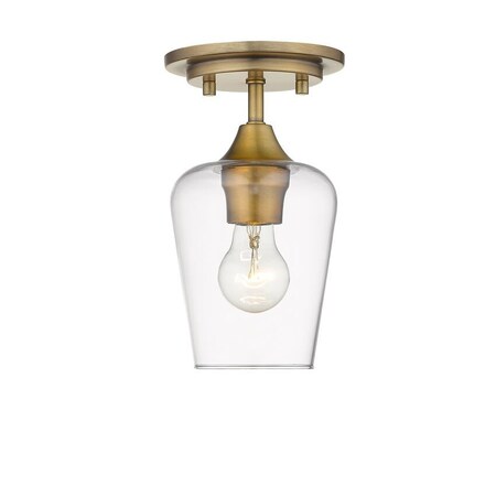 Joliet 1 Light Flush Mount, Olde Brass & Clear